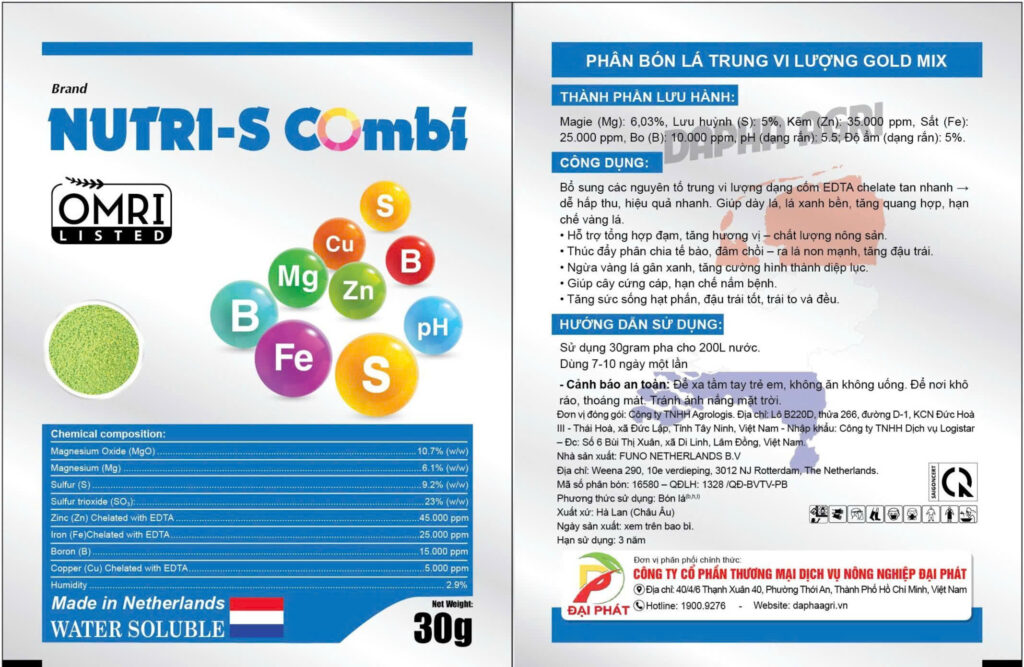Phân bón lá trung vi lượng Gold Mix (Combi EDTA) – Nhập Khẩu Hà Lan
